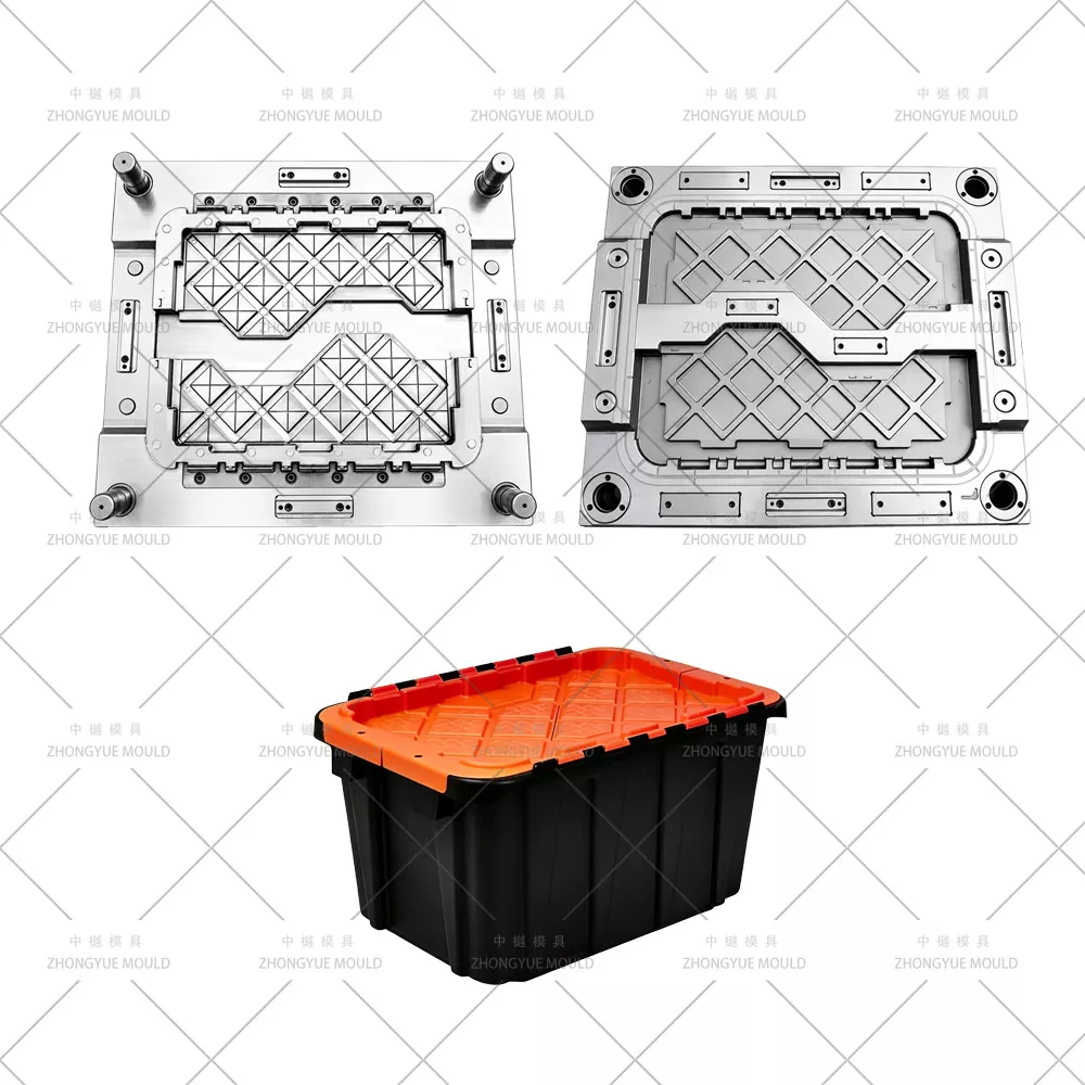 Nesting Stackable Storage Box Attached Lid Mould